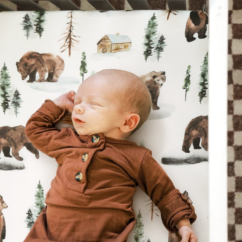 GRSSDER Stretchy Crib Sheets 2 Pack for Baby, Ultra Soft Jersey Knit Crib Fitted Sheets with Deep Pocket, Universal Fits All Standard Crib Mattress Pads Safe and Snug, Jungle Bear/Rainbow - Image 3